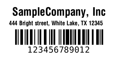 2x1 inch label, two lines and a barcode preview