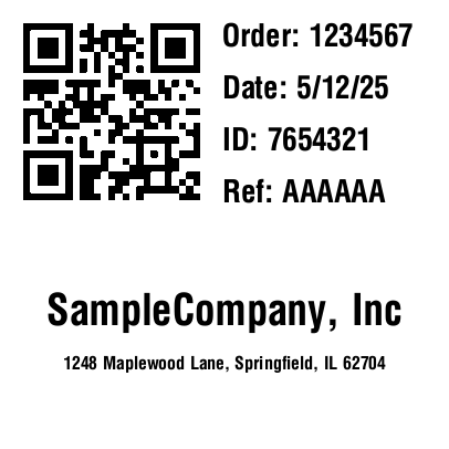 2x2 inch label, QR code and 6 lines preview